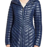 The North Face Grey ThermoBall Eco Long Length Parka Puffer Size Small Navy Blue Photo 0