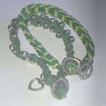 Aeropostale Lot of 2 Green & Silver Tone Beaded Boho Bracelets Photo 0