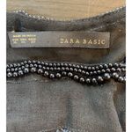 ZARA  Sheer Floral Embroidered Top Women XL Black Beaded Neckline Whimsygoth Lace Photo 11