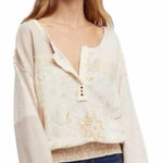 Free People  Eaglewood Cream Bandana Print Long Sleeve Top Shirt size Small Photo 0