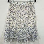 Ralph Lauren Polo  Womens Skirt 4 Blue Floral Ruffle Short Blue White Cotton Photo 3