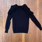 R D Style by Stitch Fix, Ruffle Shoulder Feminine Black Sweater Photo 9