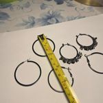 Lot Of 3 Women’s Costume Earrings Pierced Hoop Black / Gunmetal Mix Photo 10