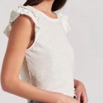 Current/Elliott Current Elliott Tee Double Ruffle Muscle Star White Linen Blend Top Sz S (1) EUC Photo 2