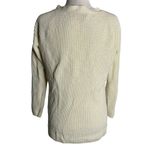 Guess  Cable Knit V Neck Sweater S Cream Lace Up Front Long Sleeves Stretch Photo 3