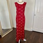 Jane Ashley Romantic Linen Flower Embroidered Midi Maxi Dress L Photo 2