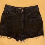 Topshop 🛍️ Moto Mom Black High Waisted Distressed Cut Off Jean Denim Short 2 Photo 0