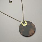 Michael Kors  Gold Tone Chain Necklace Faux Brown Tortoise Signed Photo 1