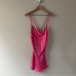 ZARA snake print Satin hot Pink Slip Dress faux wrap spaghetti straps mini party Photo 1