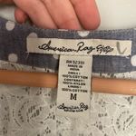 American Rag Chambray and Lace White Polka Dot Blouse Size Medium Photo 3