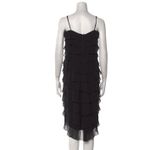 Tadashi Collection Black Tiered Ruffle 100% Silk Cocktail Party Midi Dress Sz 8 Photo 1