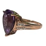 Estate Real Amethyst & Diamond 10k Yellow Gold Ring Size 8 Signed Women’s Photo 7