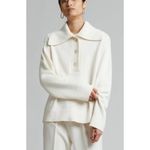 SAMSØE SAMSØE Hailey Polo Sweater – Antique White Knit Top, Women’s Size M Size M Photo 2