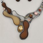 HEMATITE TONE BROWN STATEMENT NECKLACE SET Photo 2