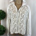 Eze Sur Mer White Crochet Sheer Long Sleeve Hoody Jacket XS Photo 0