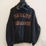 Port Authority Custom One of a kind Harley Davidson black orange baggy fit hoodie sweatshirt long sleeve biker motorcycle Photo 0