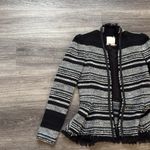 Rebecca Taylor  Blazer Fringe Hem Black Lamb Trim Peplum Jacket Striped 4 Photo 4