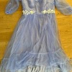 Off Shoulder Flowy Prom Dress in Periwinkle Blue & White Size 24 Photo 0