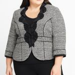 White House | Black Market Tweed Plaid Ribbon Ruffle Blazer Size 2 Photo 0