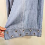 Nicole Miller  Atelier Chambray Wide Leg Embellished Cropped Pants Size L Photo 2