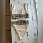 Elysiian  overlay boho bikini top and bottom set in sand one size Photo 5