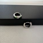 14mm CZ Small Hoop Earrings for Men Women,Streetwear Hop Hop Unisex Style Silver Photo 4