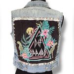 Custom Made Battle Vest Def Leopard 170 Studs Patches Rock Metal Denim Jacket M Blue Size M Photo 0