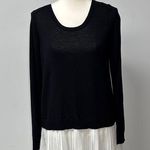 Fever Blouse Black White Pleated Bottom Scoop Neck Dark Romance Goth Academia L Size L Photo 0
