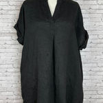 Grade & Gather Lagenlook  Black Folded Sleeve Linen Tunic Photo 0