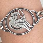 Vintage Gemini Zodiac Horoscope 8.5” Unisex ID Bracelet 29g. Gray Photo 1