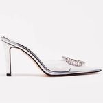 Good American Cinderella Clear Embellished Heels Pumps NEW Size 6 Silver DRESSY Photo 1