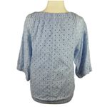 Evereve  Womens Evelyn‎ Cotton Eyelet Top in Light Blue Sz S Spring Pastel Casual Photo 2
