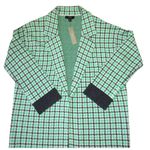 J.Crew NWT  Ella in Ivory Neon Emerald Plaid Open-Front Long Sweater-Blazer XS Photo 1