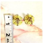 Coro vintage yellow flower rhinestone clip on earrings Photo 5