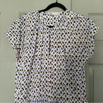 ZARA Blue Brown Cream Patterned Patchwork Dress Keyhole closure tiered Photo 4