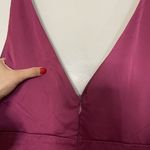 Maniju NEW  Magenta v neck plunge maxi gown dress tie shoulders size small Photo 5