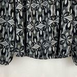 Funky People Black and Gray Floral Elastic Waist Puff Sleeve Top Size XL Photo 5