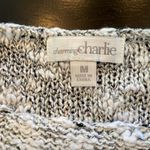 Charming Charlie Grayish long sleeve thick tee with black shoulders Photo 1