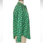 Talbots Classic Cotton Button Front Shirt Blouse Ladybug Hearts Size Medium M Green Photo 2