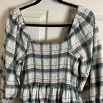 Madewell  Lucie Elbow-Sleeve Smocked Mini Dress in Lebaum Plaid Size Medium Photo 2