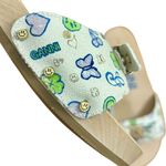Ganni  Canvas Wooden Clog Slides Sandals - White, Multi, Size 9 Photo 3