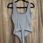 GapBody Heather Gray Cotton Ribbed Thong Bodysuit Large NWT Photo 1