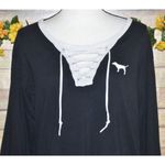 Victoria's Secret Pink Victoria Secret Size S Long Sleeve Shirt Drawstring V-Neck Dog Logo Casual Photo 4