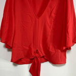 1. State  Bell Sleeve Crop Tie Front Blouse Size M Photo 0