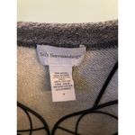 Soft Surroundings  M Gray Pullover Sweatshirt Faux Leather Medium 3/4 Sleeves Photo 3
