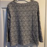 Rafaella  Long Sleeve Women's Boat Neck White Navy Cross Tiles Print Top Size L Photo 2