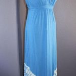 Gypsy 05 NWT La Ba Dee Blue Tie Dye Deep V Bamboo Twist Strap Maxi Dress XS $143 Photo 1