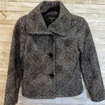 Talbots Womens 4P Blazer Black Glen Plaid Wool Blend Big Collar Pockets Petites Photo 0