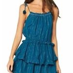 MISA Los Angeles  Rosella Tiered Mini Dress Turquoise Blue Size Small Metallic Photo 0