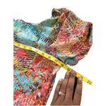 Women’s Lace Back Sheer Blouse Crop Sz L Blue Floral Flowy Prairie Fairy Top Size L Photo 6